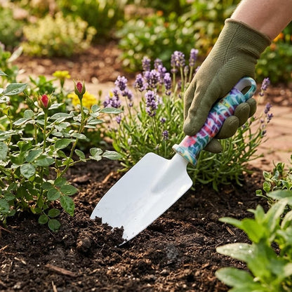 10 Pieces Garden Tools Set with Floral Print - Heavy Duty Gardening Kit with Ergonomic Handles, Hand Trowels, Rake, Pruner, Sprayer & Storage Case - Ideal Gardening Gifts for Women, Mom & Seniors