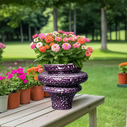Teagas Ceramic Plant Pots - 11 Inch Ceramic Planters for Indoor Outdoor Plants, Large Unique Flower Pots with Drainage Hole, Decorative Planters, Home Decor, Plants Lover Gifts, Purple