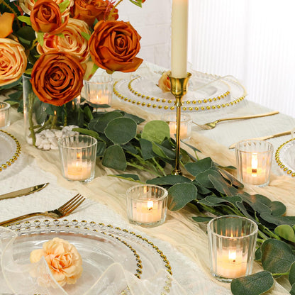 SUPMIND 24 Pcs Ribbed Clear Votive Candle Holders – Glass Tea Light Candle Holder for Weddings, Baby Showers, Home Decor, Party Centerpieces, and Table Decoration