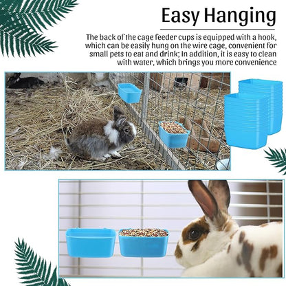 Zhehao 20 Pcs Bird Cage Cups Chicken Feeder Waterer Cups 18 oz Pigeon Feeder Plastic Poultry Wire Cage Hanging Rooster Chicken Water Bowl for Pet Bunny Gamefowl Poultry(Blue)