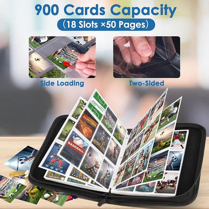 900 Pockets Card Binder, Trading Card 9 Pocket Durable Card Holder Album, Baseball Card Protectors for MTG,TCG, Game Cards, Sports Cards (Navy Blue)