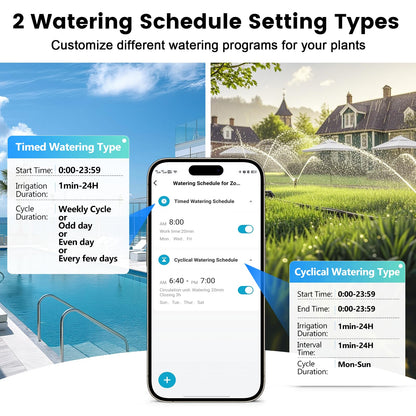 WiFi Water Timer for Garden Hose with Brass Inlet,Smart Hose Timer with WiFi Hub, APP & Voice Control,Up to 20 Watering Plans, 2-Zone Sprinkler Drip Irrigation System Controller for Yard Lawn Watering