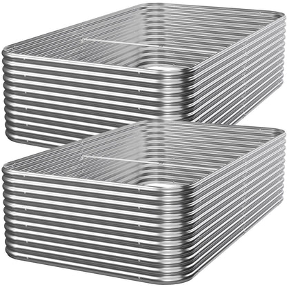 Mostmahes 2 Pack Tall 8ft Galvanized Raised Garden Bed Outdoor, Metal Garden Bed for Vegetables, Above Ground Garden Box for Flower, Steel Raised Beds for Gardening - 8x3ft