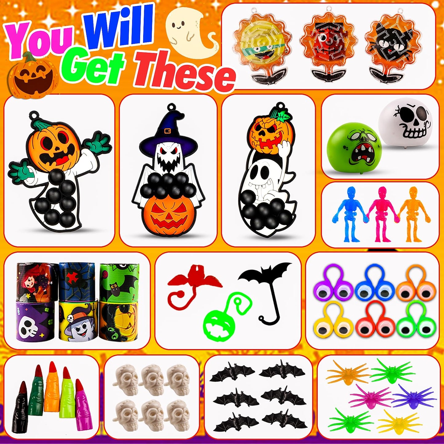ChildFun 530 PCS Halloween Party Favors for Kids, Halloween Toys Bulk for Goodie Bags Fillers, Non-Candy Treats, Classroom Prizes, Halloween Gifts for Boys Girls