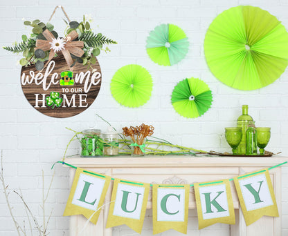 Interchangeable Welcome Sign for Front Door with 4 Seasonal Wreaths 21 Changeable Icons, Farmhouse Rustic Outdoor Welcome Signs Porch, Spring Winter Fall Decorations for Home House Warming Gifts
