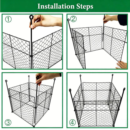 5 Pack Plant Protectors from Animals, 20Pcs 1" Mesh DIY Plant Cages 13.8"x13.8"x12", Metal Garden Animal Barrier with Stakes, Keep Rabbits & Chipmunks Out for Vegetables, Shrubs & New Plants