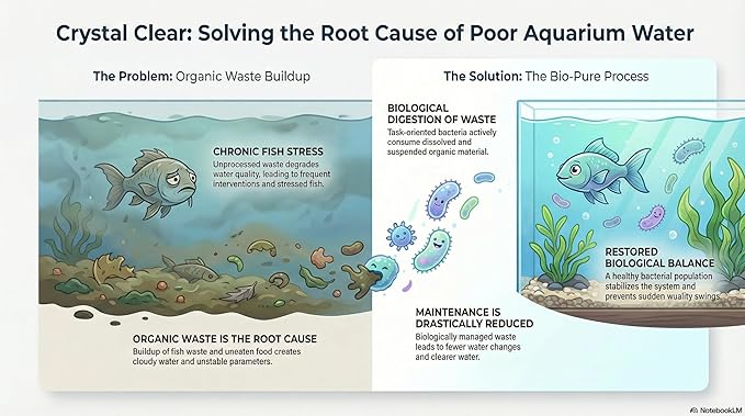 Bio-Pure Pond & Aquarium is (Whey) Better. Ask Rufus: Why is Bio-Pure with (DPW) Better? – 50/50 Dual-Action for Water Clarity + Bottom Waste/Sludge - Treats up to 7,000 gal. (Microbe Nutrition)