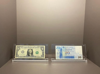 IEEK Acrylic Dollar Bill Frame Currency Holder Clear Paper Money Holders for Collectors Currency Ticket Protector Dollar Bill Display Stand,7.3 x 3.5 Inch,2 Pack
