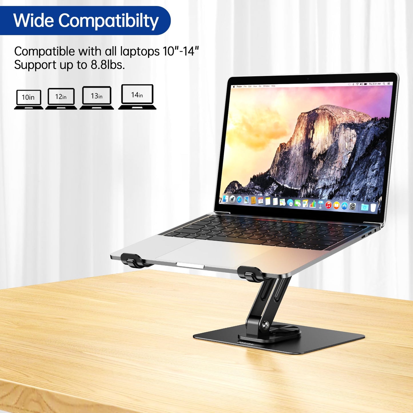BESIGN LS12 Laptop Stand with 360° Rotating Base, Ergonomic Adjustable Notebook Holder, Computer Riser Stand Compatible with Air, Pro, Dell, HP, Lenovo More 10-14" Laptops (Black)
