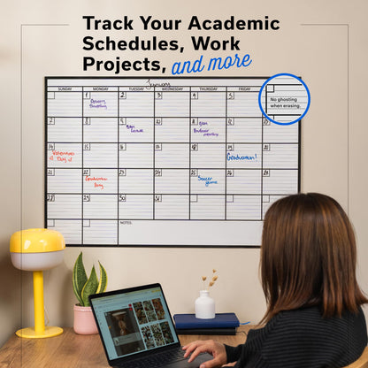 (2 PK) Large Dry Erase Calendar for Wall 24x36, Giant Family Office Big Reusable, Monthly Planner Erasable 36x24, Rolled Whiteboard White Board, Calendar Dry Erase for Undated Wall Large Classroom
