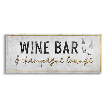 Stupell Industries Wine Bar Champagne Lounge Distressed Vintage Kitchen Sign, Design by Natalie Carpentieri, Beige, 24 x 10