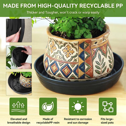 AKODENORA 10 Pack Plant Drip Trays, 10inch Heavy Duty Plastic Plant Saucer, Plant Pot Saucers Bulk, 1.5'' Deeper Plant Plates to Catch Water Durable Flower Pot Plant Saucer for Indoors Outdoor Use