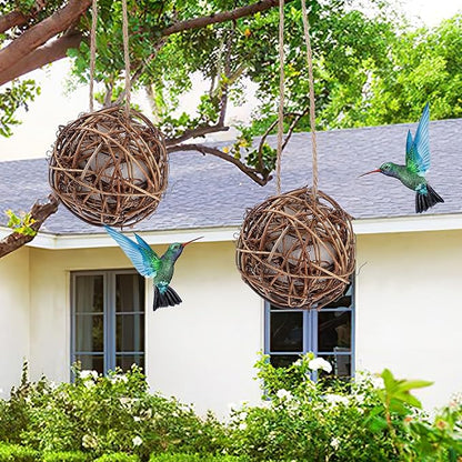 Yardwe 2PCS Bird Nesting Material Balls, Bird Nesting Material for Outdoor Hummingbird Houses, 3.14 Inch Unique Hanging Nest Balls Ideal for DIY Craft Lovers