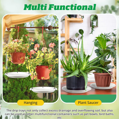 Hanging Planter for Indoor Outdoor Plants, 12" Plant Saucer with Basket Chains, Adjustable Plants Hanger Shelf Decorative Hanging Plant Flower Pot for Window Wall Ceiling Home Decor (5 Pcs,White)