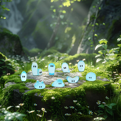WOZADU 90 PCS Luminous Mini Resin Water Elves Figurines for Dollhouse Decoration Tiny Ghost Resin Miniature Things for Fairy Garden Micro Landscaping Decoration Cake Toppers Decor