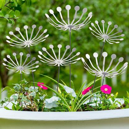 6Pcs Raw Dandelion Creativity Iron Art with Flower Stems Dandelions Garden Stake Metal Flower Pots Lawn Decor for Parents Gift Wedding Outdoor Furniture Home Yard Farm Courtyard Decoration