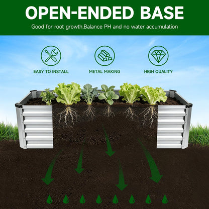 ONAIL Small Raised Garden Bed Kit, 8x4x1ft Galvanized Steel Metal Planter Box for Vegetables, Outdoor Sturdy Deep Root Gardening Frame with Easy Assembly, No Bottom, No Rot