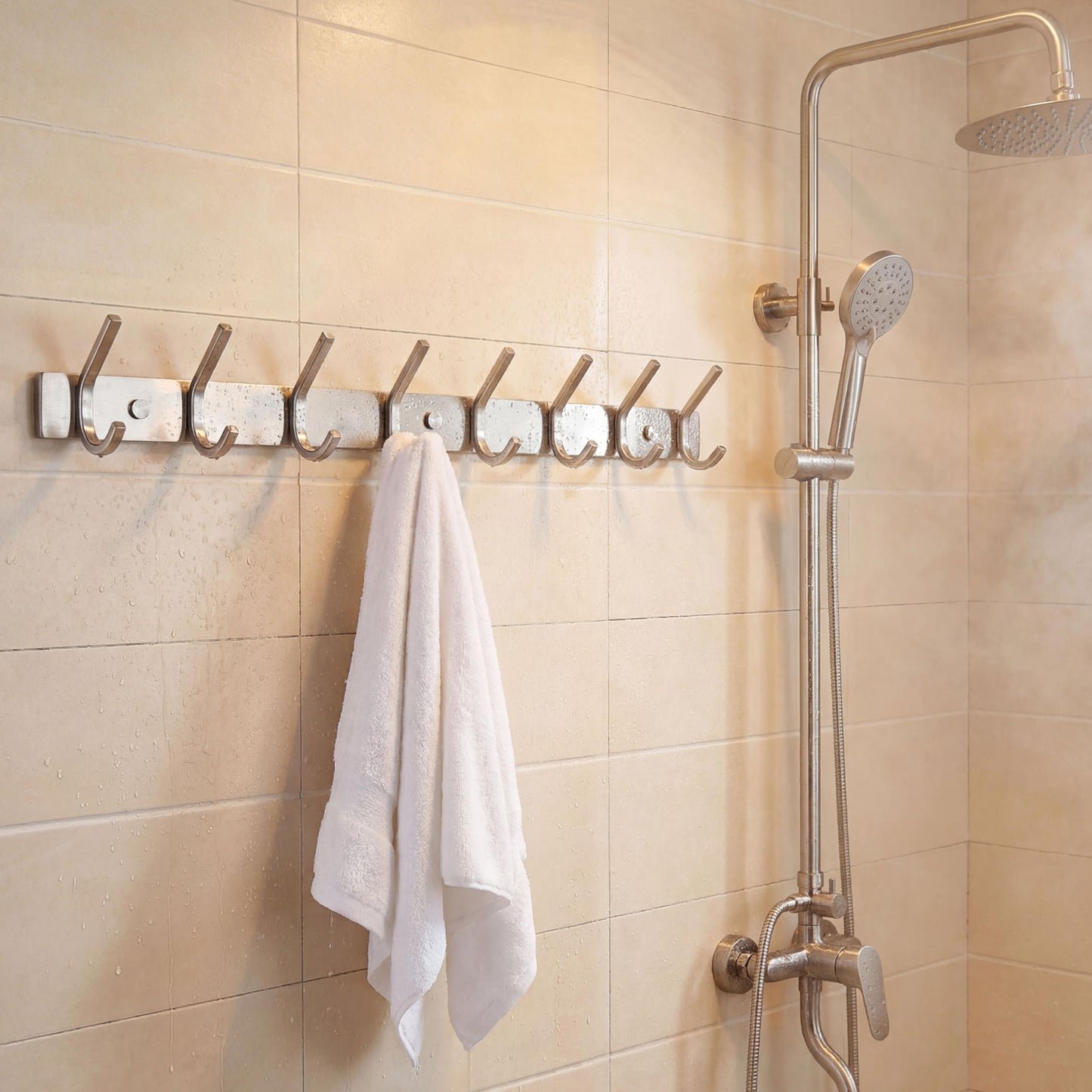 WEBI Heavy Duty 24 Inch SUS 304 Coat Bath Towel Hook Hanger Rail Bar with 8 Hooks,Brushed Finish,for Bedroom,Foyers,Hallways Home Office Storage Organization, C-CBG08