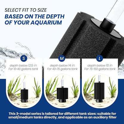 10-50Gal 4 Pack Aquarium Sponge Filter with Ceramic Media and Bubble Diffuser Ultra Quiet Fish Tank Filters fit Breeding Fry Betta Shrimp Fish Tank