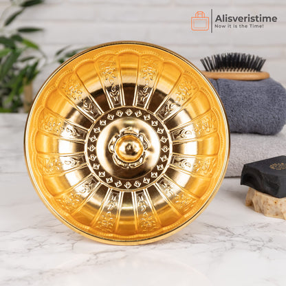 Alisveristime 1.06 Qt Turkish Hammam Bath Bowl, Traditional Metal Construction, Diameter 7.87", Height 2.36" - Multiple Colors Available (Gold)