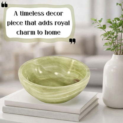 Green Onyx Crystal Bowl - 3 Inch Decorative Bowls for Room and Home Decor - Gemstone Healing Crystals for Elegant Display, Positive Energy Balance and Gift