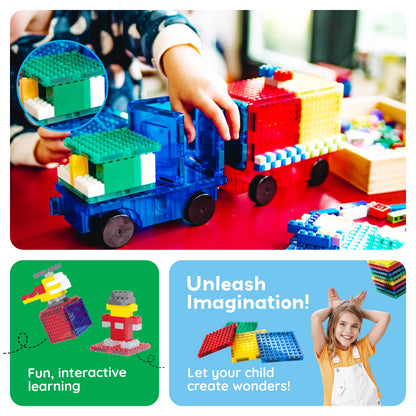 PicassoTiles Magnetic Building Blocks Brick Tiles STEM Creative Magnet Tiles Add Ons Set Construction Toy Socket Spikes Accessory Toys Educational Imaginative Learning Kit Stacking Set Toddlers Colors