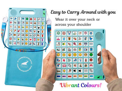 8 Languages AAC Device for Autism, 63 Buttons, Communication Board for None Verbal, Stroke Survivors Speech Support, TBI, Talking aid Tool for Delayed Speech terapy, Ajustable Lanyard.