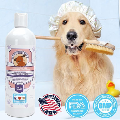 Pawtitas Dog Shampoo and Conditioner All Natural and Hypoallergenic Shampoo for Puppy Made with Certified Organic Natural Herbs Dog Conditioner 16 Oz Dog Shampoo Lavender Chamomile & Goldenseal
