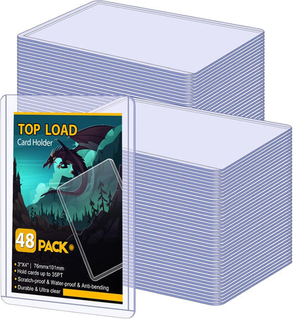 48 Count Topload Card Holder, Sooez 35PT Topload Card Protector, 3" x 4" Hard Plastic Card Sleeves, Baseball Card Protector, Rigid Toploading Card Case for Collectible Trading Sports Cards