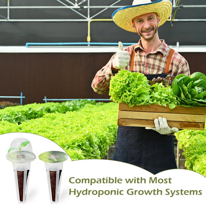 Hugloogn 160PCS Hydroponics Growing Baskets,Plant Seed Pod Kit,Grow Anything Kit,Indoor Garden System Accessories Includes 50pcs Sponges,50pcs Labels,30pcs Replacement Baskets,30pcs Domes