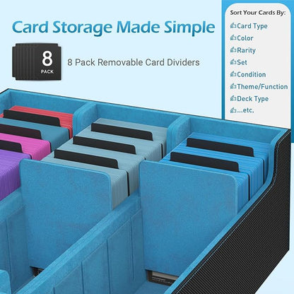 3-Row【2400+】 Trading Card Storage Box, Card Organizer Holder with 8 Dividers, Case Fit for MTG TCG Magic Commander Deck Playing Cards, Deck Box for Sport Card