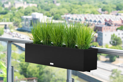 Veradek Block Series Railing Planter - Rectangular Flower Box for Outdoor Balcony/Fence | Durable All-Weather Use with Adjustable Brackets | Modern Décor for Flowers, Succulents, Hanging Plants