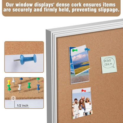 Mifuro 70"x34" Enclosed Bulletin Board, Outdoor Lockable Weather-Resistant Aluminum Cork Noticeboard for School & Office, Silver Frame w/Cork