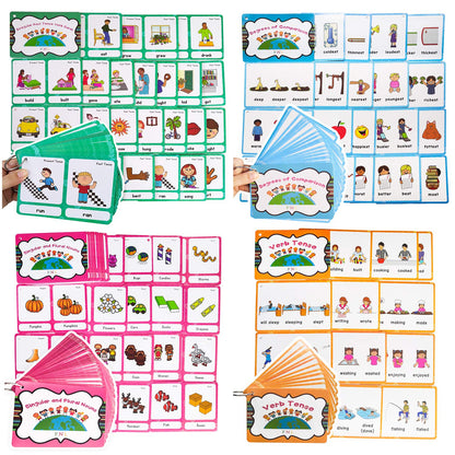 Zwttey Irregular Verbs/Plural Nouns/Degrees of Comparison/Verb Tense 4 Themes English Flashcards Vocabulary Building Pocket Cards Grammar Educational Learning Aids Pre-Kindergarten Classroom Supplies