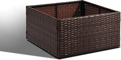 SUNNYPARK Mailbox Post Wrap Planter Box 24x24x12inch | Handmade All-Weather PE Rattan, Easy Assembly, Fits for 4x4 6x6 Posts, Flower Planter Box Decorative for Mailbox Post Outside