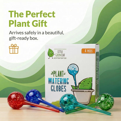 Little Green Leaf Automatic Plant Watering Globes Self Watering Planter Inserts (Set of 4) | Hands Free Multicolor Glass Bulbs | Planter Spikes to Support Indoor & Outdoor Plant Health (350ml)