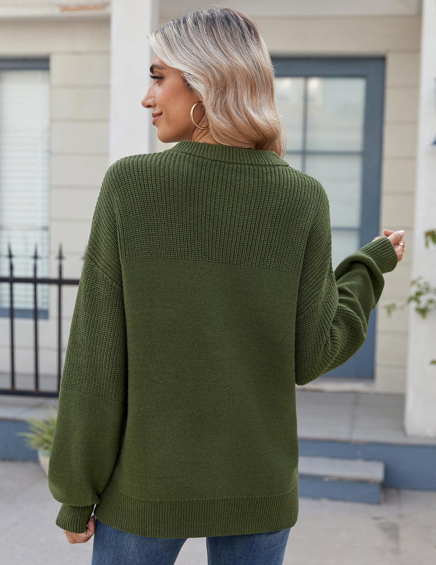 Zeagoo Women's 2025 Fall Chunky Knit Sweater Oversized Crewneck Long Sleeve Winter Cotton Pullover Sweaters Jumper Tops