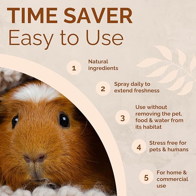 No Scent Small Animal Guinea Pig Cage Cleaner | Hamster & Rabbit Habitat Pet Odor Spray (2 Fl Oz / 59 mL) Pack of 2