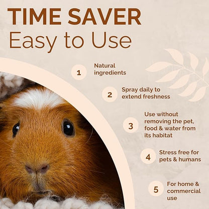 No Scent Small Animal Guinea Pig Cage Cleaner | Hamster & Rabbit Habitat Pet Odor Spray (2 Fl Oz / 59 mL) Pack of 2