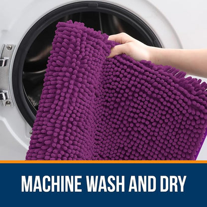 OLANLY Bathroom Runner Rugs 44x24, Extra Soft Absorbent Chenille Bath Rugs, Rubber Backing Quick Dry, Machine Washable Long Bath Mats for Bathroom Floor, Tub and Shower, Home Decor Accessories, Purple