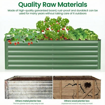 Homdox 6×3×2FT Galvanized Metal Raised Garden Bed Kit, Deep Root Elevated Planter Box w/Anti Cutting Strip & A Pair of Gloves, for Vegetables, Flowers, Herbs, Succulents, 265 Gallon Capacity, Green