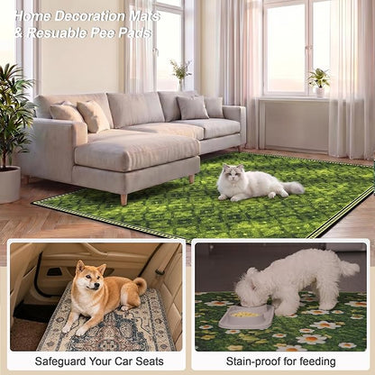 Washable Pee Pads for Dogs, Reusable Puppy Potty Training Pads, Ultra-Absorbent Thick Waterproof Leak-Proof Non-Slip Pads & Mat for Crate, Playpen, Floor, Whelping & Housebreaking , 2 Pack 24"x48"