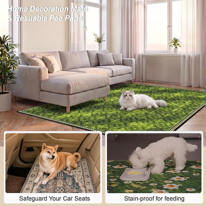Washable Training Pads for Dog Pee Pads for Dogs - Reusable & Super Absorbent Puppy Pads Pet Potty Crates Dog Supplies Puppy Essentials Green/Multi 24" x 36", 2 Pack