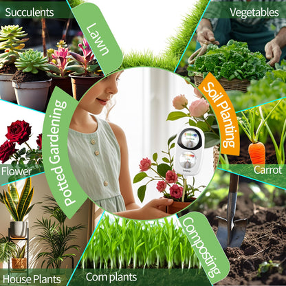 DAQVQ 2-in-1 Moisture Meter for Plants, Soil Moisture Meter & PH Meter, Large Dual-Screen Soil Test Kit, Essential Garden Tools for Indoor/Outdoor Plant, Lawn, Farm, No Battery Needed