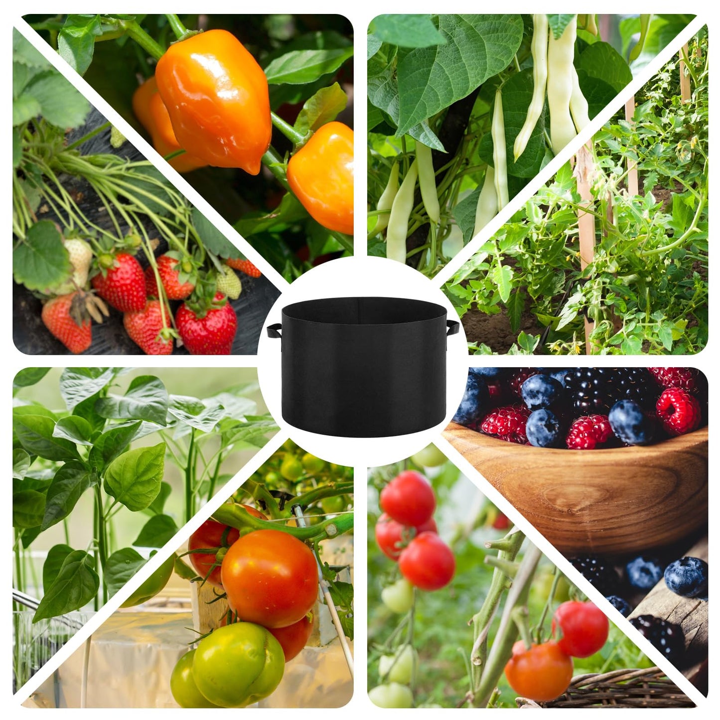 Wovnet 10 Pack Plant Grow Bags 15 Gallon 5 Gallon 3 Gallon Heavy Duty 300g Thickened Nonwoven Aeration Fabric Pots with Handles for Garden Indoor & Outdoor Planting, Moisture Retaining