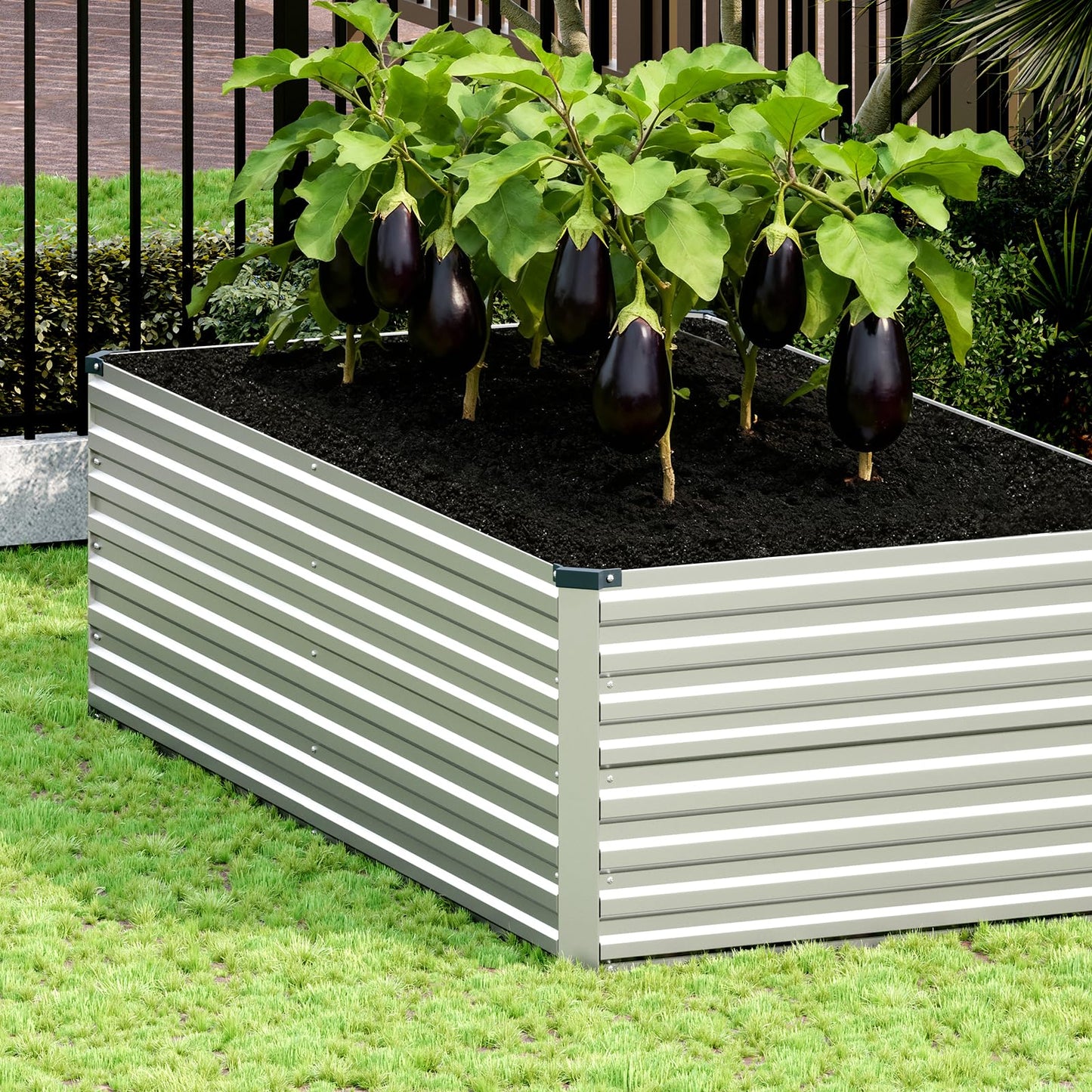 Vengarus 6x3x2FT Galvanized Raised Garden Bed Kit, Deep Root Planter Box Outdoor Large Planter Raised Beds for Planting Flowers,Vegetables and Herbs-Silver