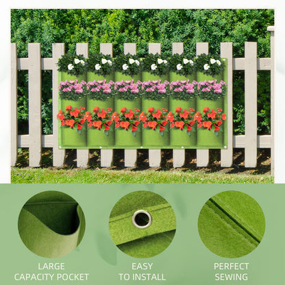 LITLANDSTAR 18 Pockets Hanging Grow Bags, 2 Pack Horizontal Wall Planter Plant Grow Bags Outdoor Indoor Hanging Planter for Balcony/Railing/Fence/Yard/Garden/Home Decoration, Green