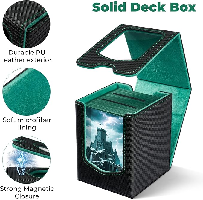 Fabmaker Deck Box Compatible with MTG Commander, (patent Pending) Magnetic Trading Card Storage Box with Comman-der, Fits 100 Double-Sleeved Cards, Card Box Compatible with Magic the Gathering, Grey
