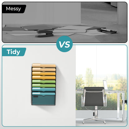 SUPEASY 8 Tier Wall File Organizer, Hanging Wall Mounted Mail Organizer with Label Slots, Metal Mesh File Holder Magazine Rack for Office, Home, School or Classroom, Black