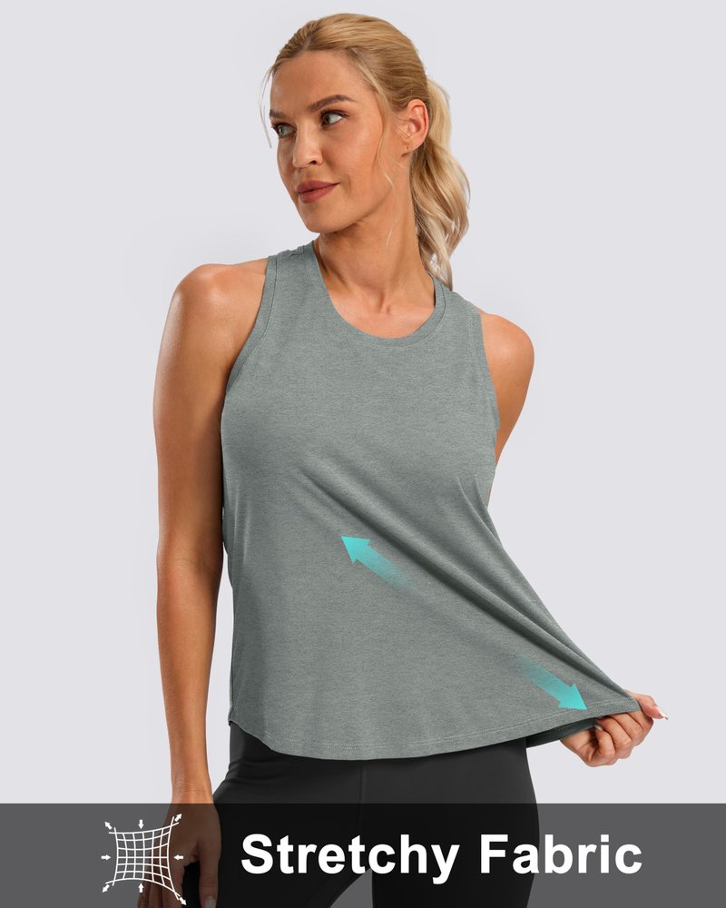 G Gradual Women's Workout Tank Tops Racerback Athletic Yoga Tops Loose Fit Sleeveless Running Gym Sports Shirts for Women(Sage Grey Heather,XL)